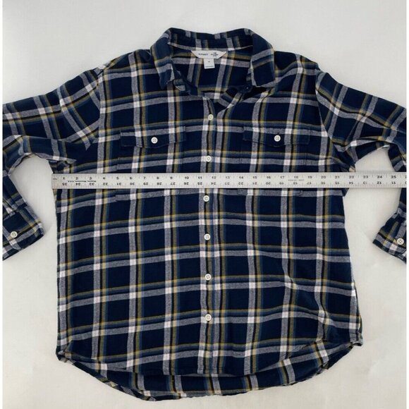 Old Navy Women’s Blue Yellow Plaid Boyfriend Shirt Size Medium Normcore - Picture 9 of 9